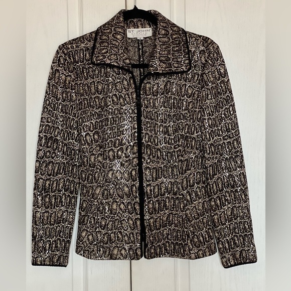 St. John Jackets & Blazers - St. John Evening Jacket Paillettes
Wool Blend Printed Full Zip Women's s…